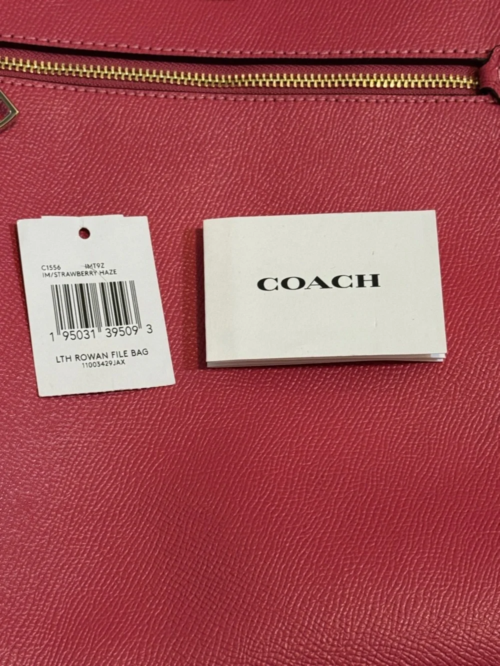Coach Leather Rowan File Crossbody Bag with Gold Hardware in Strawberry Haze